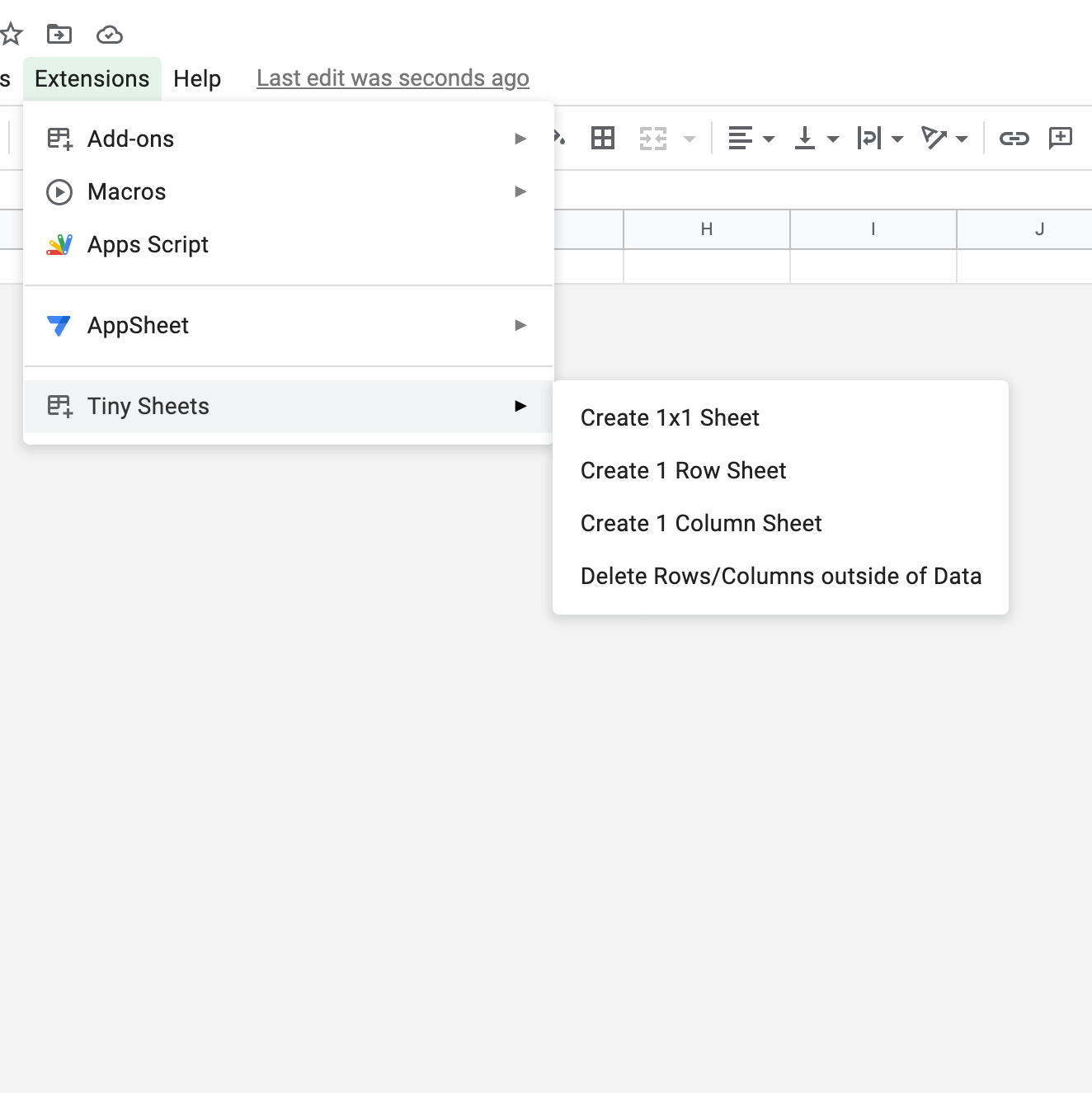TinySheets in Action in a spreadsheet